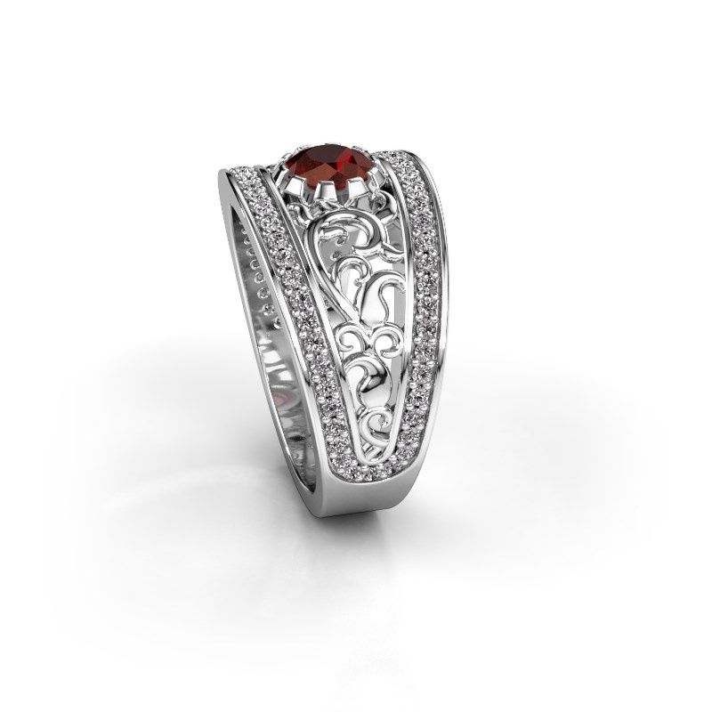 Image de Bague Marilee<br/>585 or blanc<br/>Grenat 5 mm