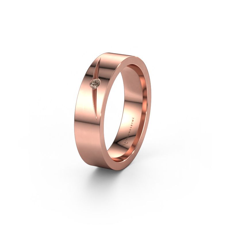 Trouwring WH0170L15A 585 rosé goud bruine diamant ±5x1.7 mm
