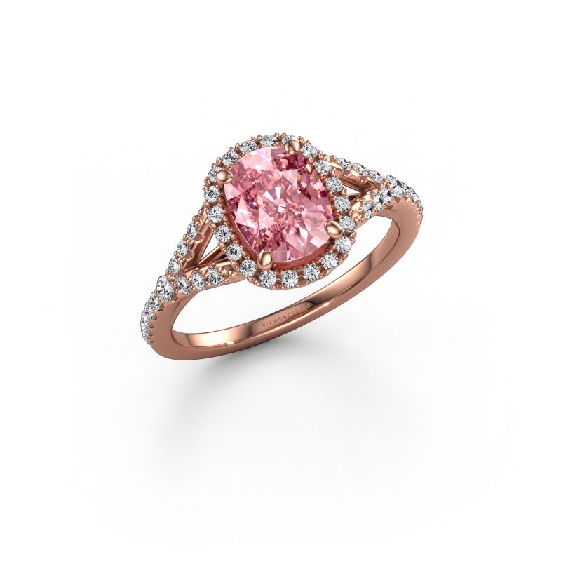 Engagement ring Kimber CSH 585 rose gold pink lab grown diamond 7.4x5.8 mm