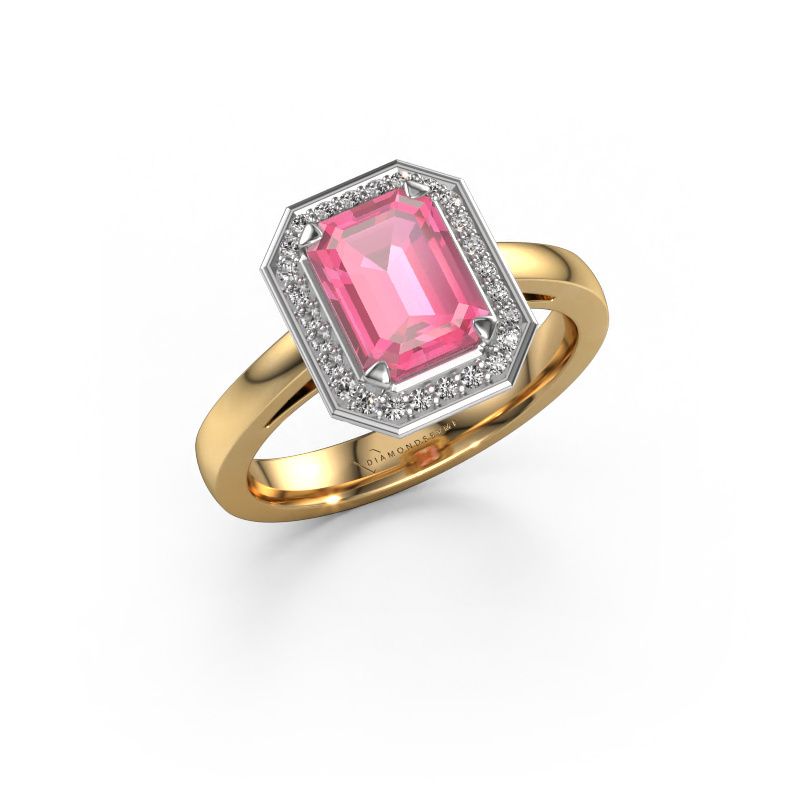 Engagement ring Dodie 1 eme 585 gold pink sapphire 8x6 mm