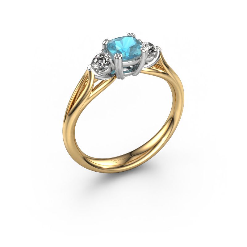 Engagement ring Amie cus 585 gold blue topaz 5 mm