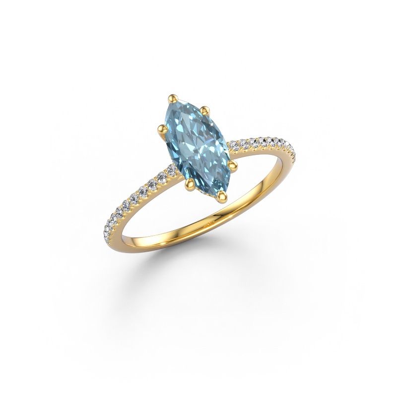 Engagement ring Sophie MRQ 585 gold blue lab grown diamond 10x5 mm