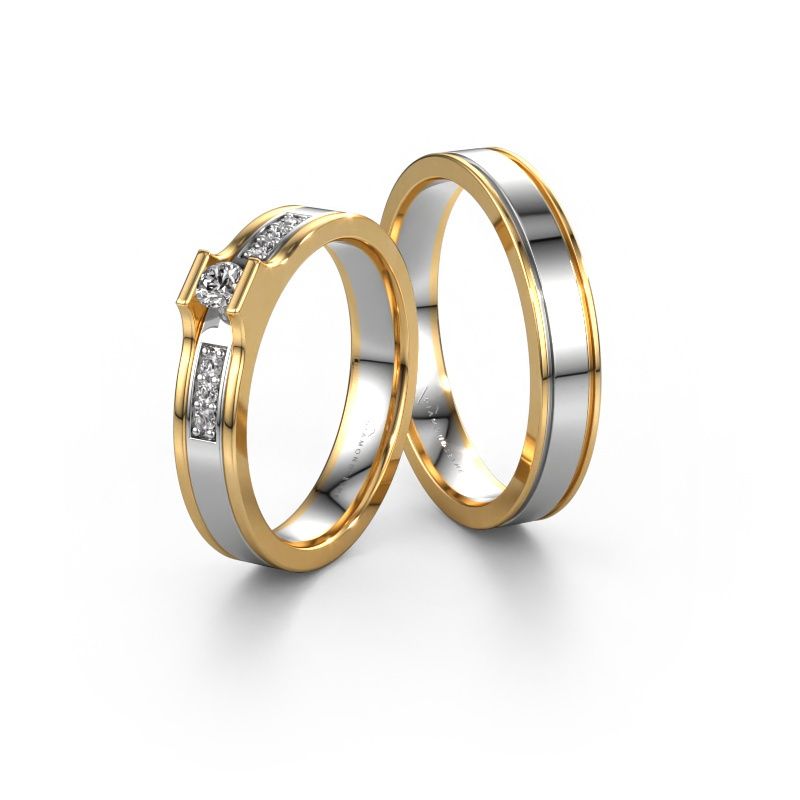 Eheringe set WH2110LM14A ±4x1.7 mm 14 Karat Weißgold Diamant 0.10 crt