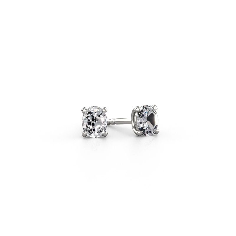 Stud earrings Sam OVL 585 white gold diamond 0.35 crt