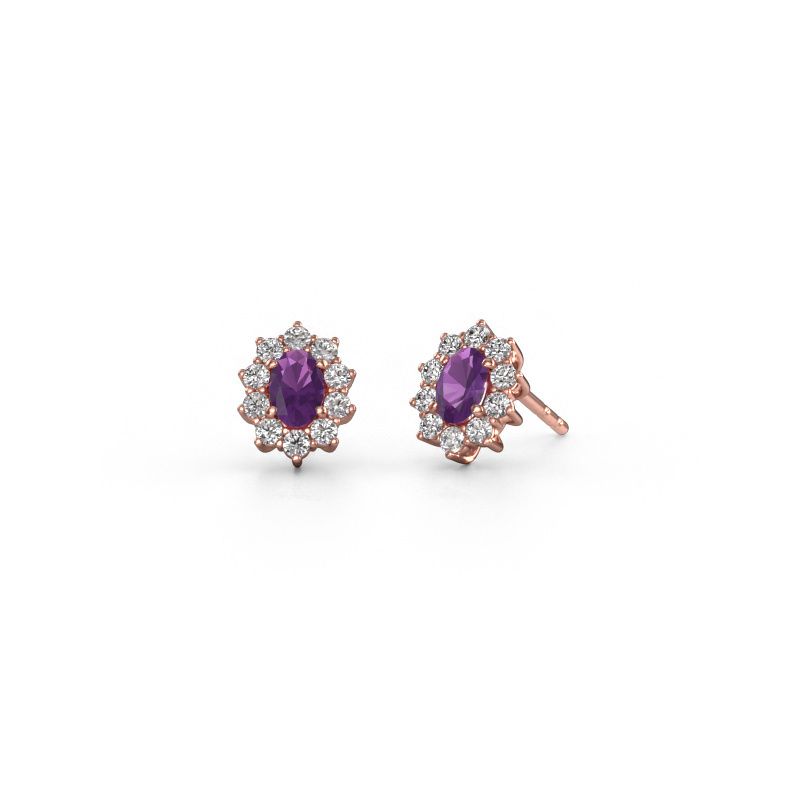 Earrings Leesa 585 rose gold amethyst 6x4 mm