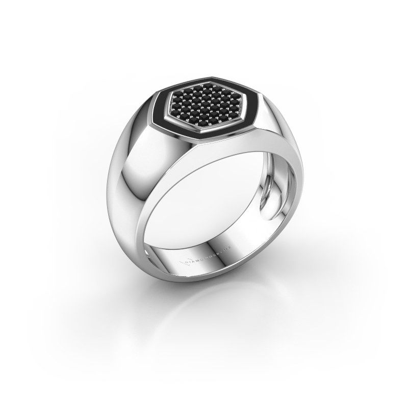 Image of Men's ring kris<br/>950 platinum<br/>black diamond 0.296 crt