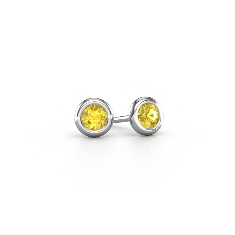 Ohrsteckers Lieke RND 950 Platin Gelb Saphir 4 mm