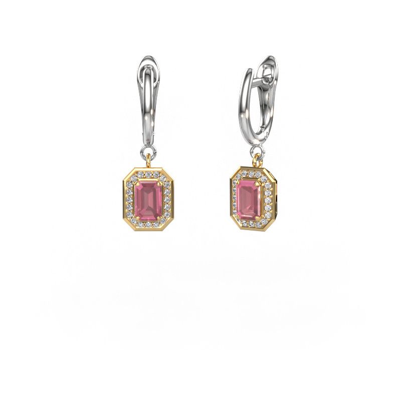 Drop earrings Dodie 1 585 gold tourmaline pink 6x4 mm