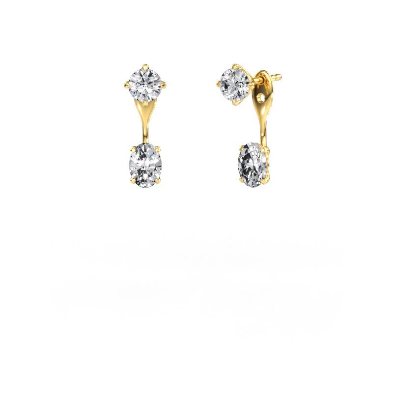 Drop earrings Kate RND-OVL 585 gold lab grown diamond 2.40 crt