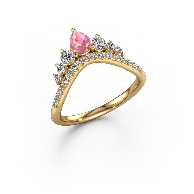 Anillo apilable Crown B 585 oro turmalina rosa 5x4 mm