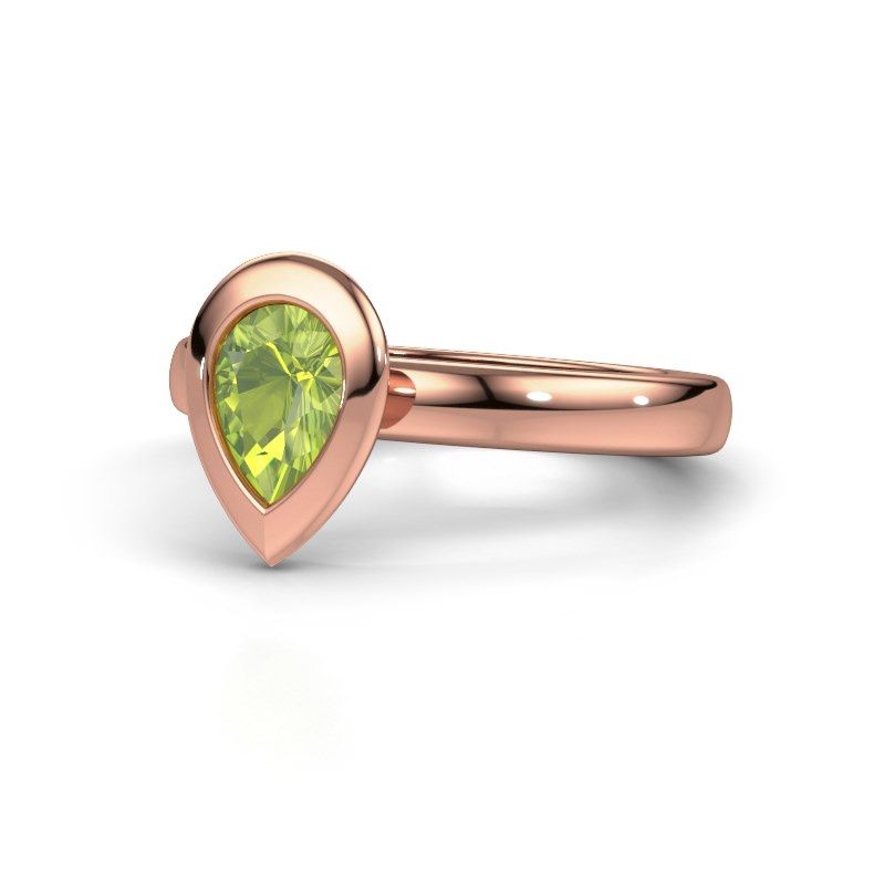 Image of Stacking ring Trudy Pear 585 rose gold peridot 7x5 mm