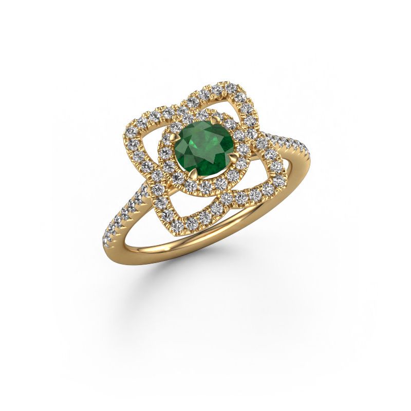 Engagement ring Cleopatra 585 gold emerald 5 mm