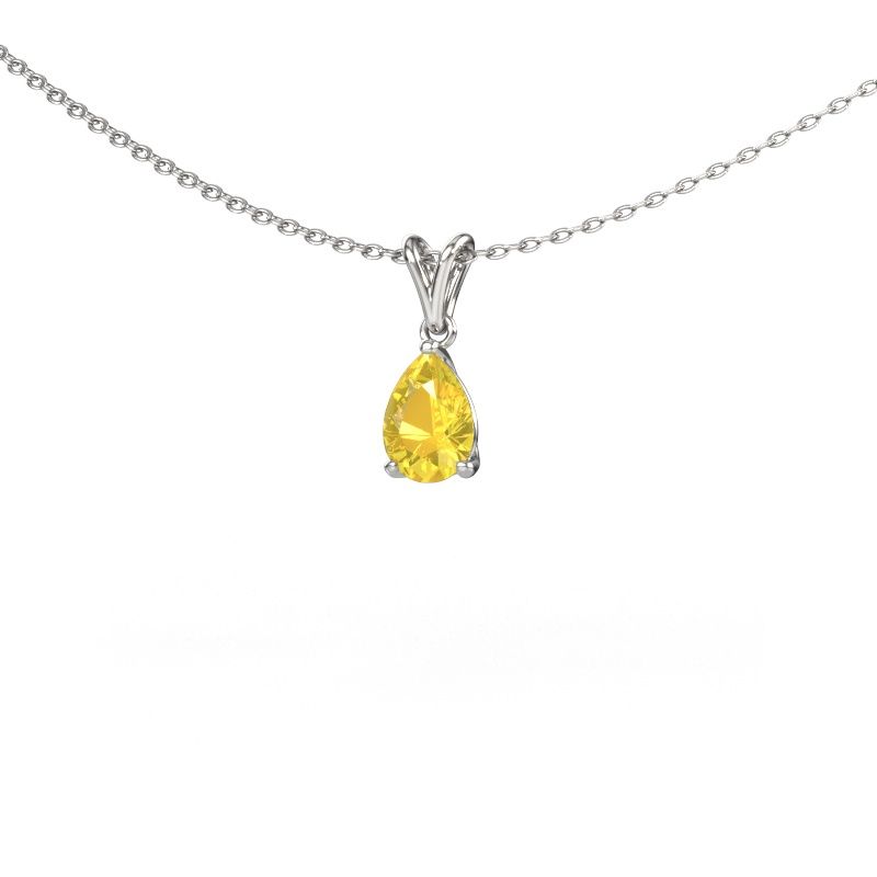 Hanger Sam PER 585 witgoud gele saffier 7x5 mm