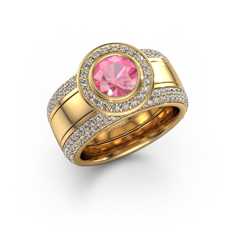 Ring Roxie 585 goud roze saffier 6.5 mm