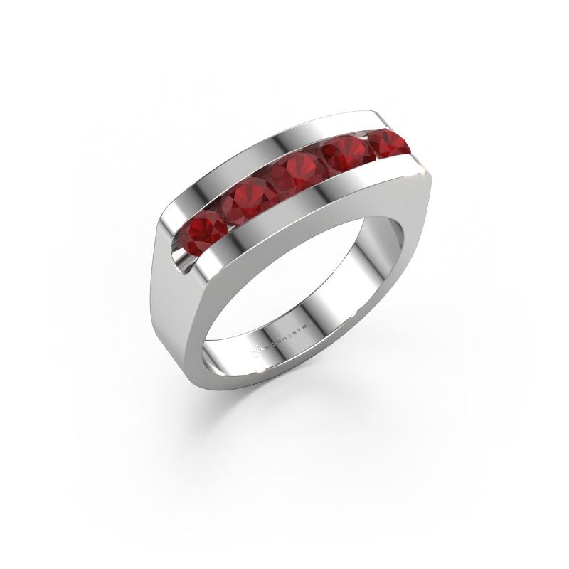 Men's ring Richard 585 white gold ruby 4 mm