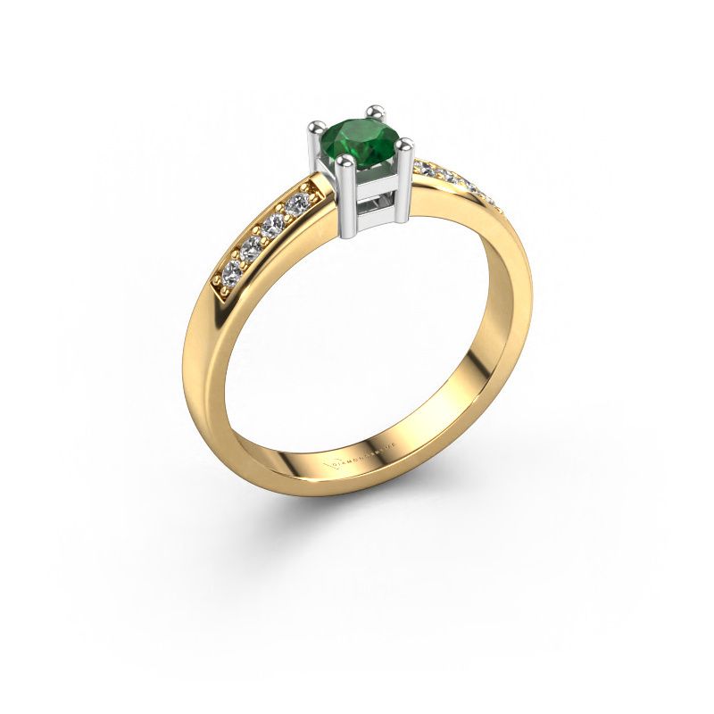 Verlobungsring Eline 2 585 Gold Smaragd 3.7 mm