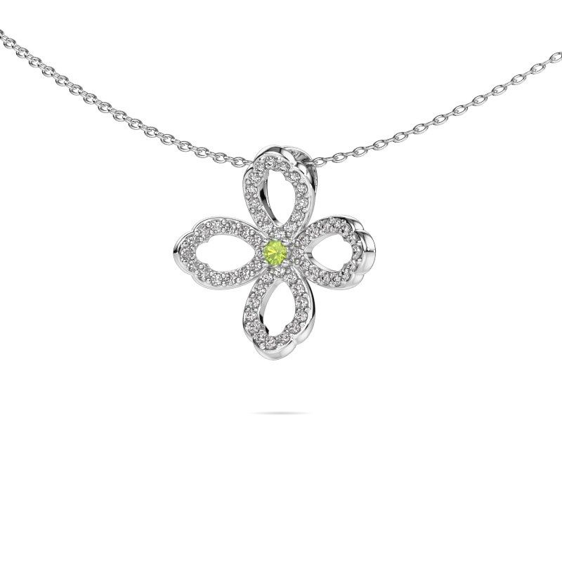 Ketting Chelsea 585 witgoud peridoot 2 mm