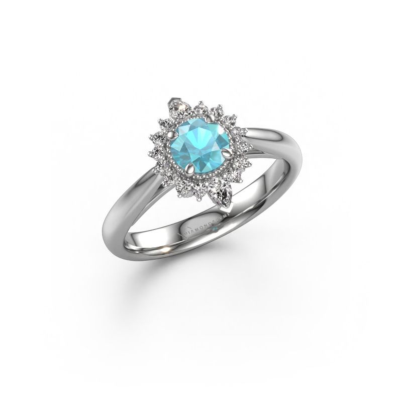 Engagement ring Susan 585 white gold blue topaz 5 mm