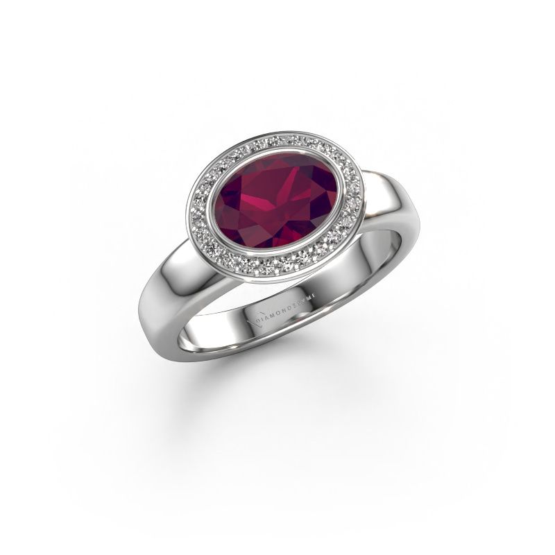 Bague Salena 585 or blanc rhodolite 8x6 mm