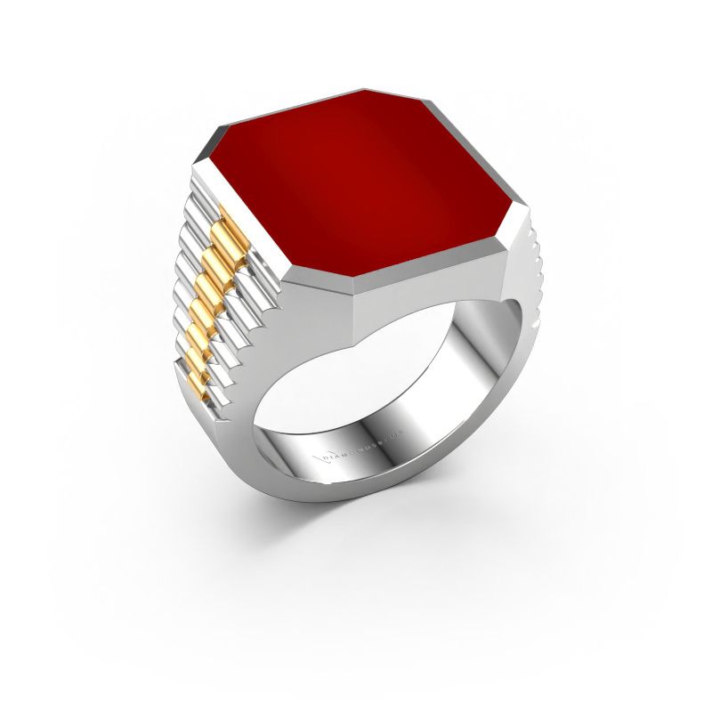 Signet ring Brent 5 585 white gold carnelian 18x15 mm
