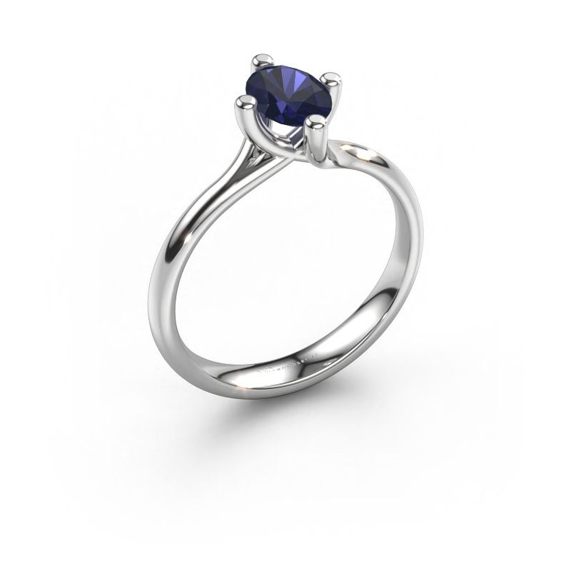 Bague de fiançailles Dewi Oval 585 or blanc saphir 7x5 mm