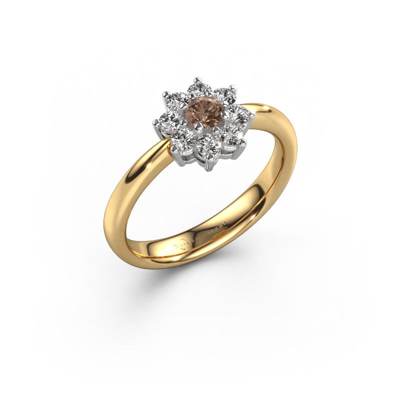 Verlobungsring Camille 1 585 Gold Braun Diamant 0.15 crt