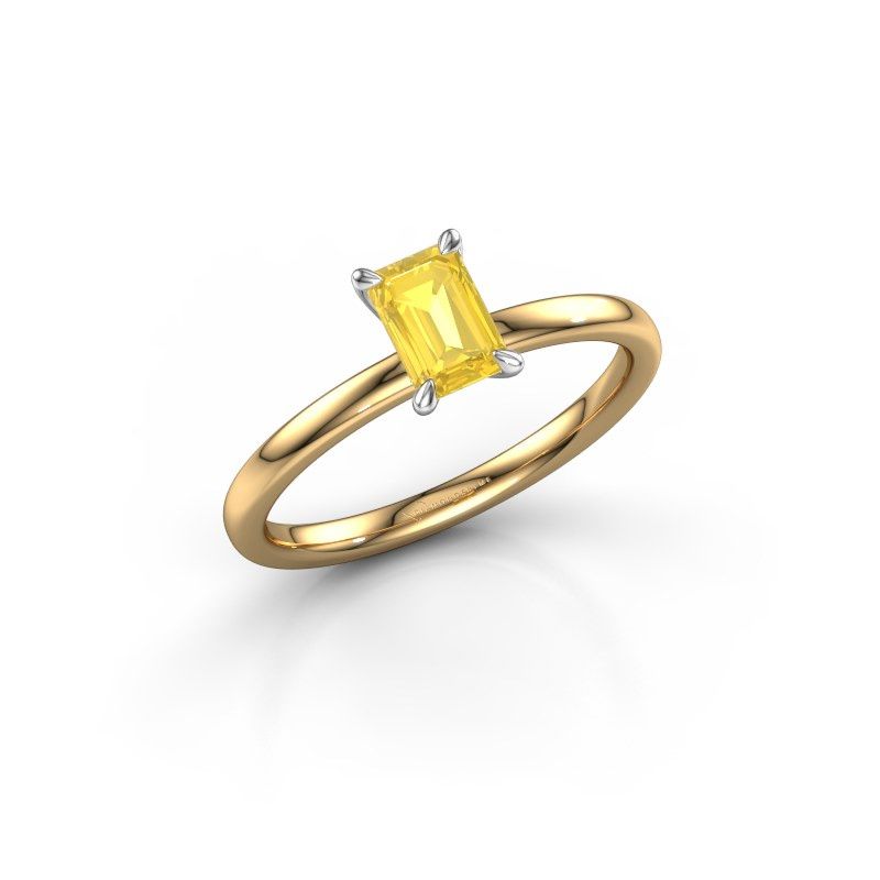 Afbeelding van Verlovingsring Crystal EME 1 585 goud gele saffier 6x4 mm