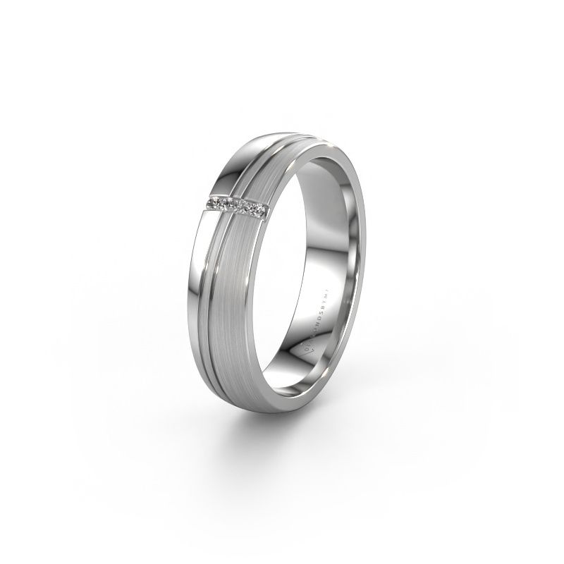 Huwelijksring WH0909L25X 585 witgoud zirkonia ±5x1.5 mm