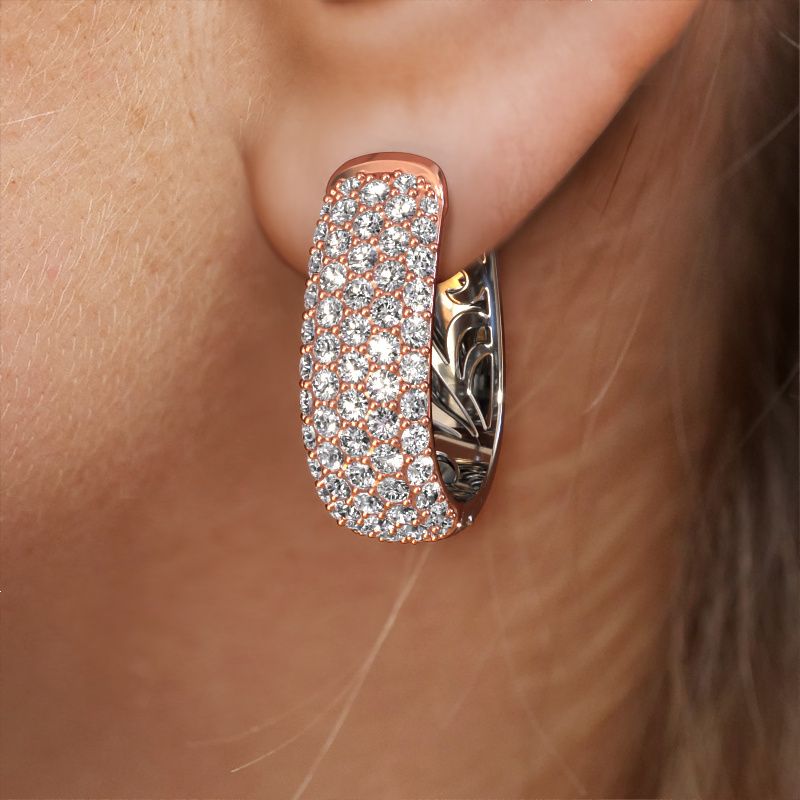 Image of Hoop earrings Danika 12.5 B 585 rose gold zirconia 1.1 mm