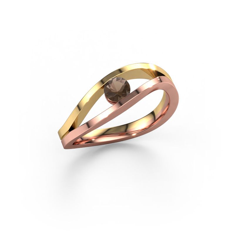 Bague Sigrid 1 585 or rose quartz fumé 4 mm