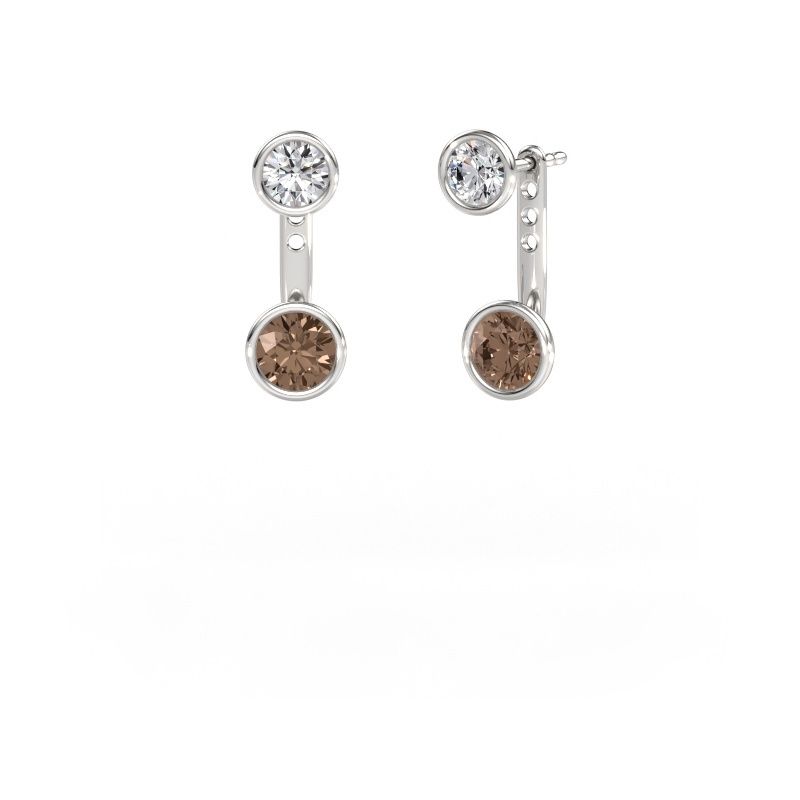 Oorbellen Halle 585 witgoud bruine diamant 2.40 crt