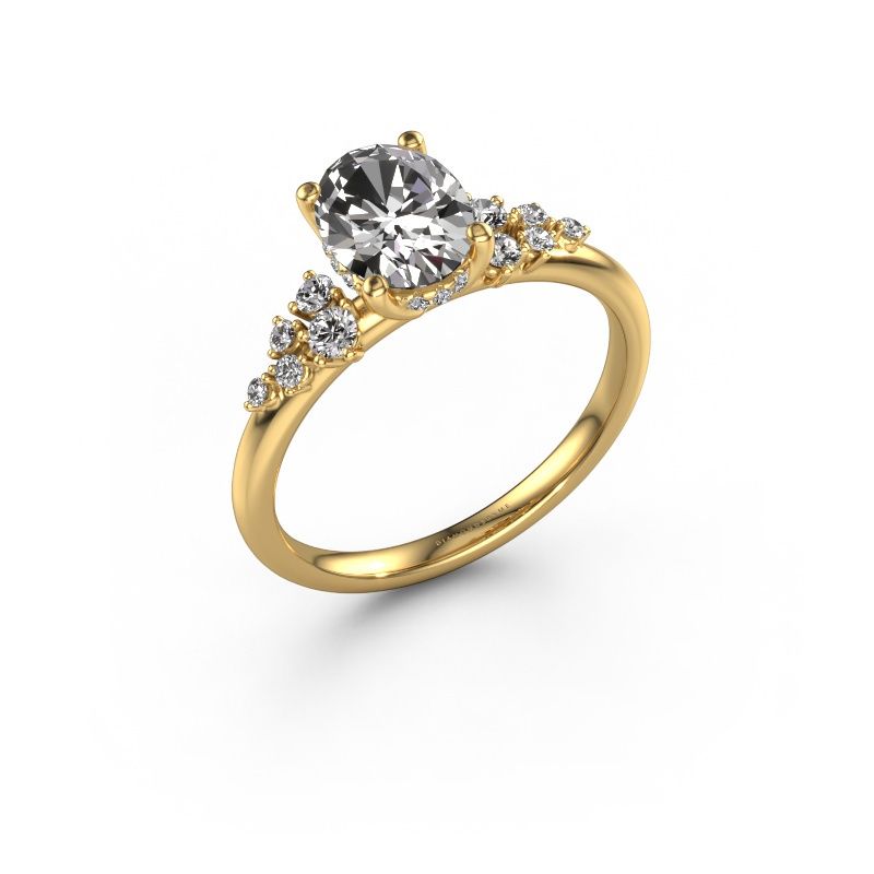 Engagement ring Emma OVL 585 gold zirconia 8x6 mm