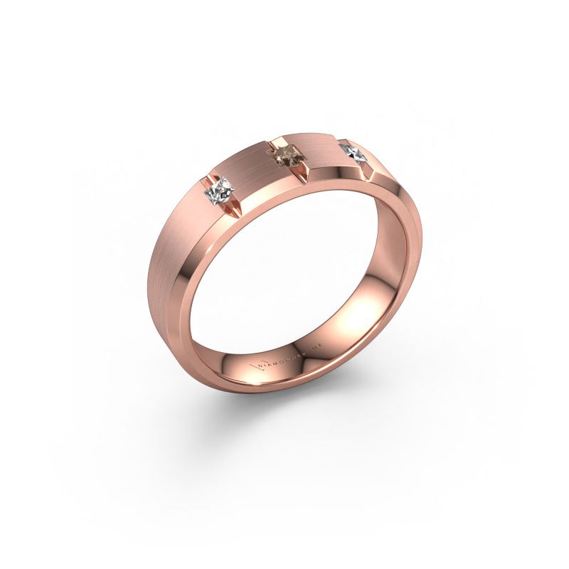 Mannen ring Justin 585 rosé goud bruine diamant 0.20 crt