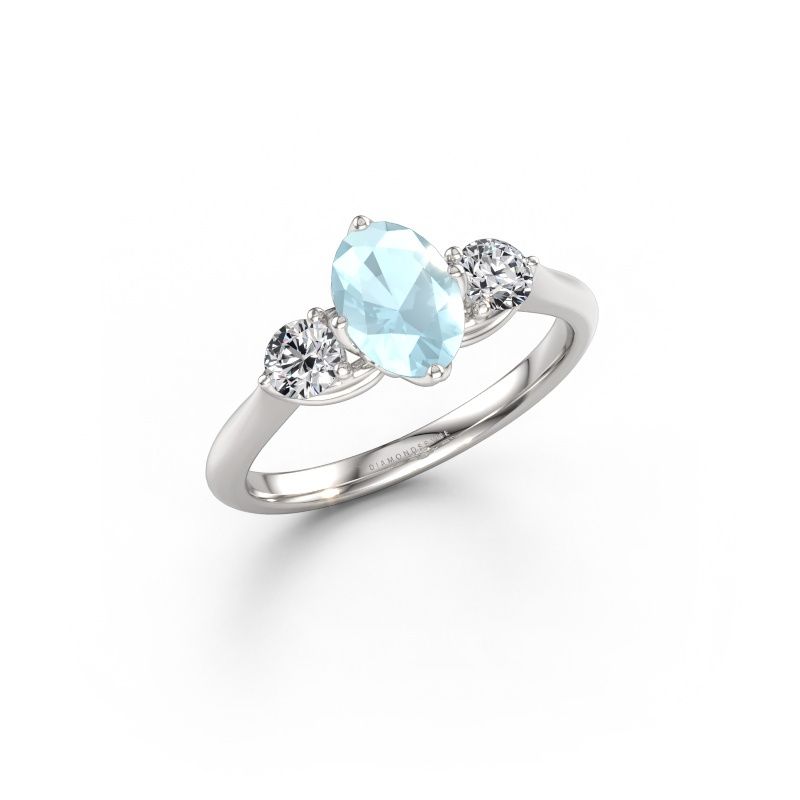 Engagement ring Vosje OVL 585 white gold aquamarine 7,5x5,5 mm
