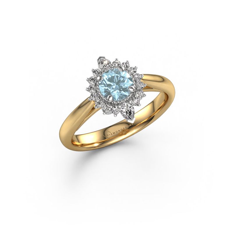 Engagement ring Susan 585 gold blue lab grown diamond 5 mm
