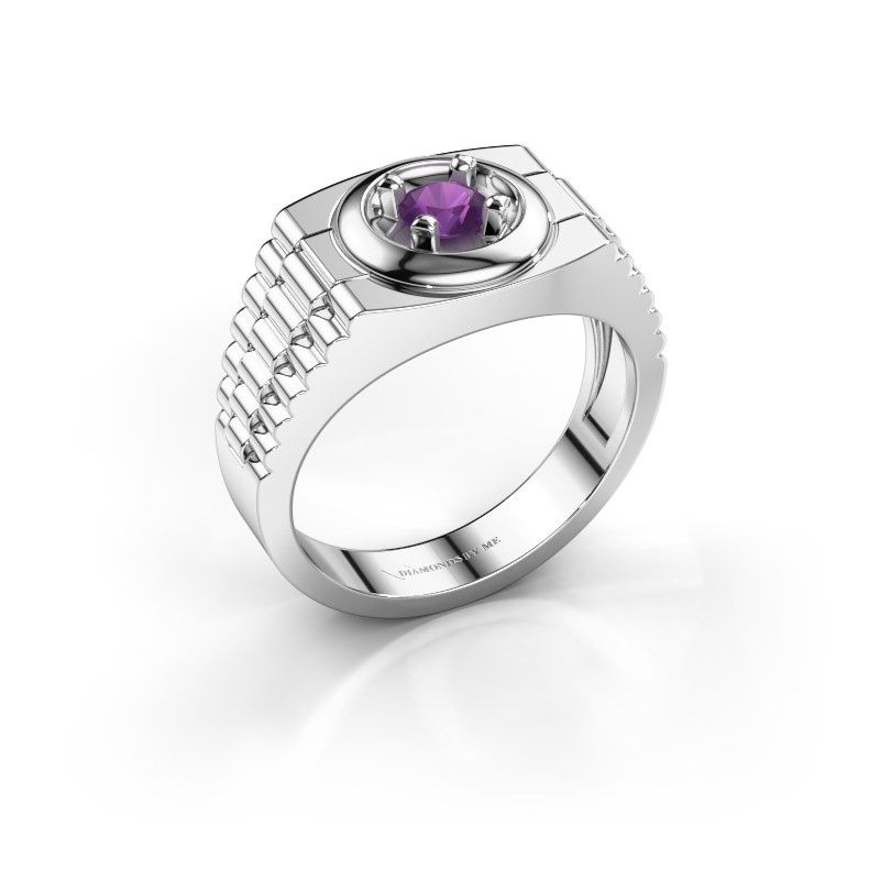 Image de Bague pour homme edward<br/>585 or blanc<br/>Améthyste 4.7 mm
