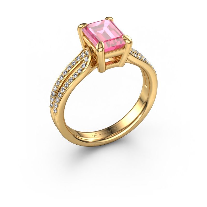 Engagement ring Antonia eme 2 585 gold pink sapphire 8x6 mm