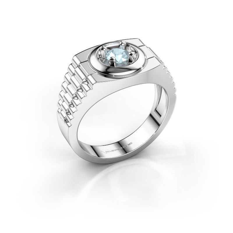 Image de Bague pour homme edward<br/>950 platine<br/>Aigue-marine 4.7 mm