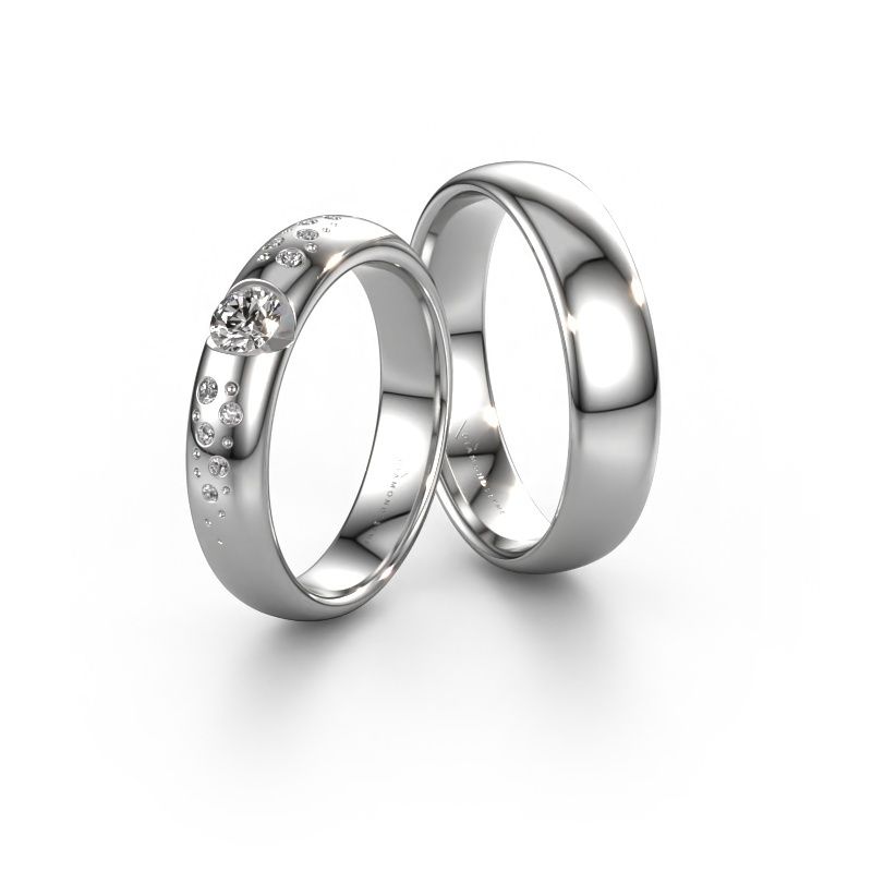 Eheringe set WH2104LM34A ±4x1.7 mm 14 Karat Weißgold Diamant 0.25 crt