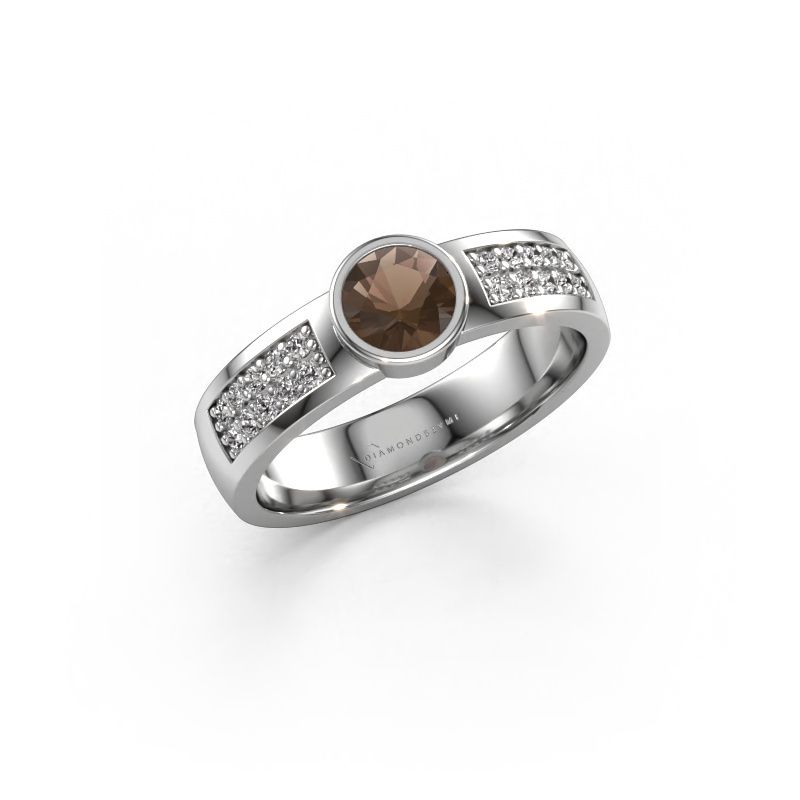 Engagement ring Ise 3 950 platinum smokey quartz 4.7 mm