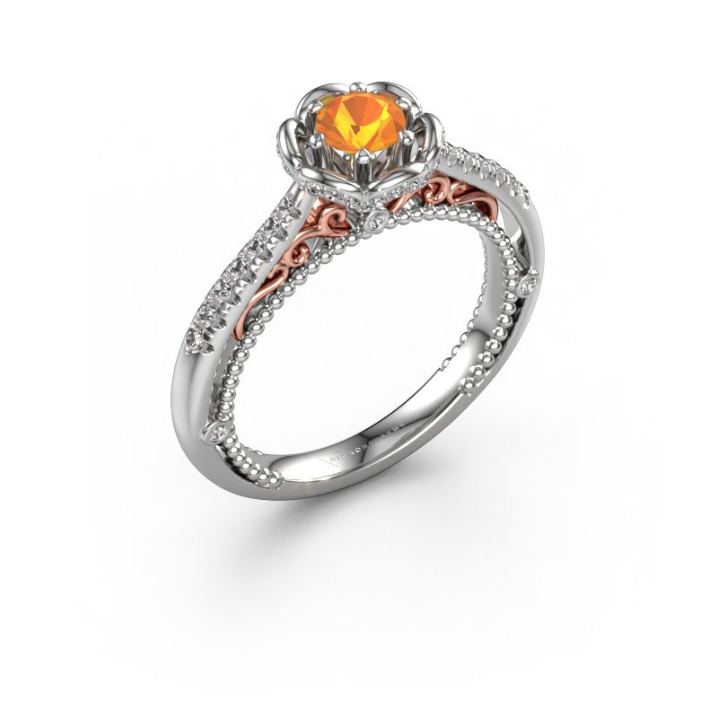 Verlobungsring Abbey 585 Weißgold Citrin 4.2 mm
