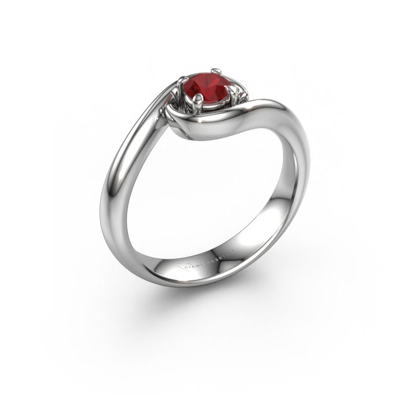 Engagement ring Linn 585 white gold ruby 4.2 mm