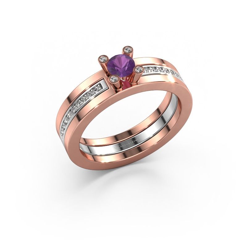Verlobungsring Alisha 585 Roségold Amethyst 4 mm