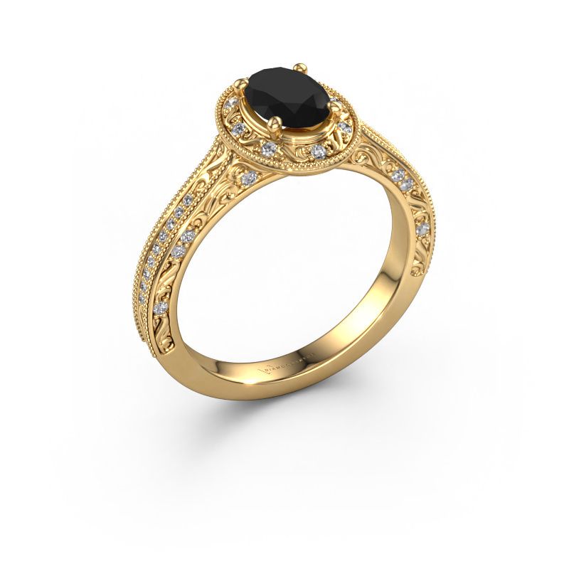 Engagement ring Alice OVL 585 gold black diamond 1.254 crt