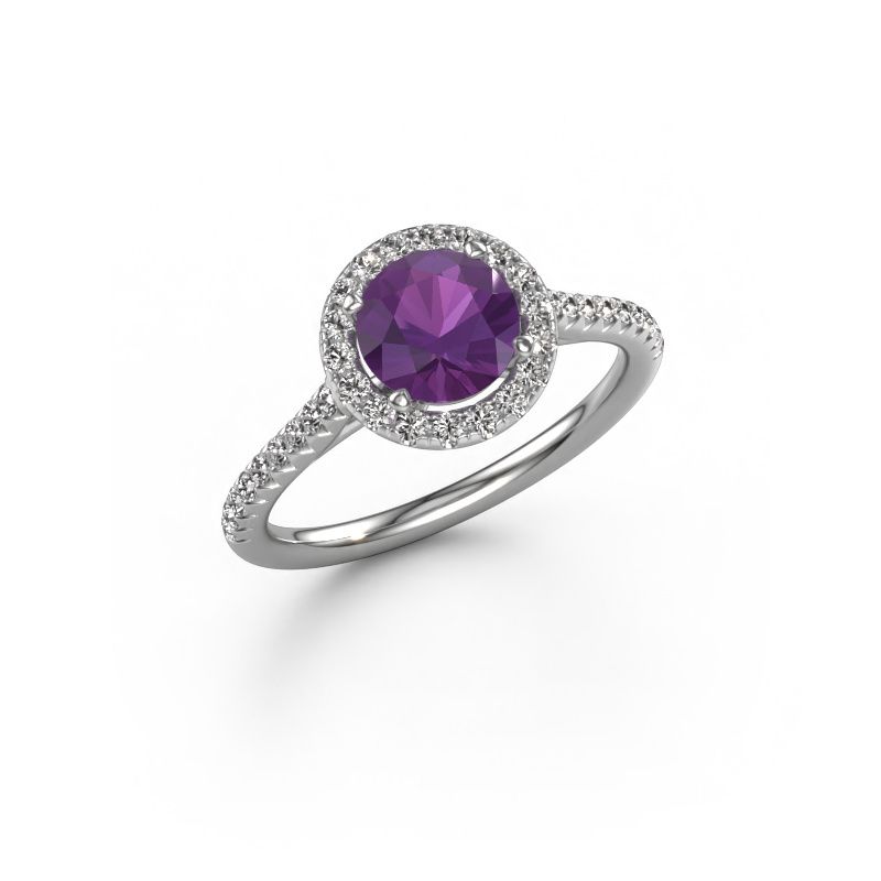 Engagement ring Seline rnd 2 585 white gold amethyst 6.5 mm