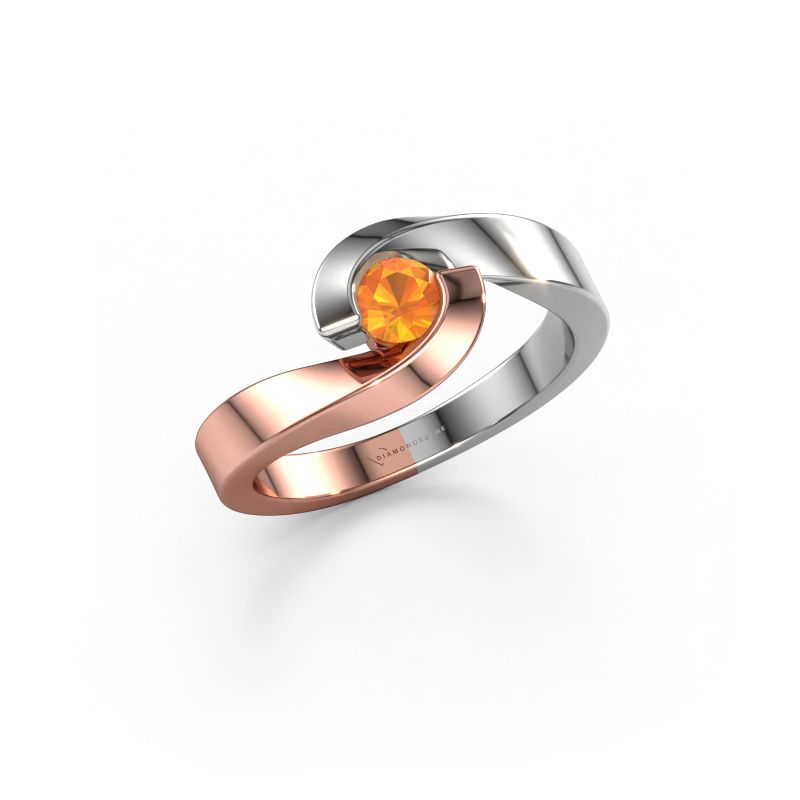 Ring Sheryl 585 rosé goud citrien 4 mm