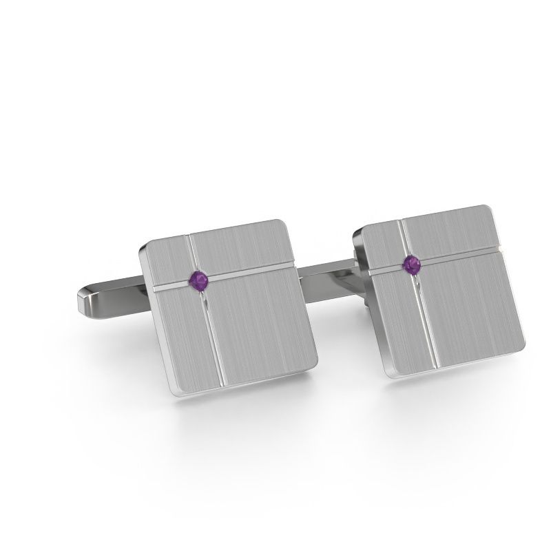 Manschettenknöpfe Hilco 585 Weißgold Amethyst 2 mm