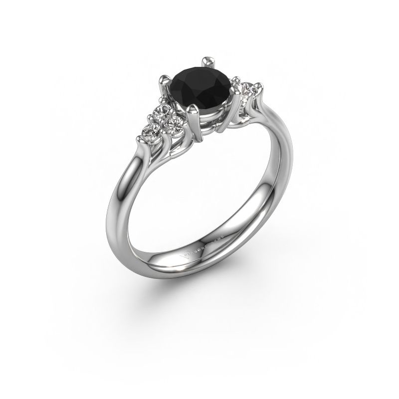 Verlobungsring Monika RND 950 Platin Schwarz Diamant 0.93 crt
