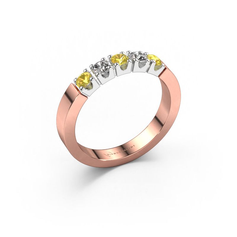 Ring Dana 5 585 rosé goud gele saffier 3 mm