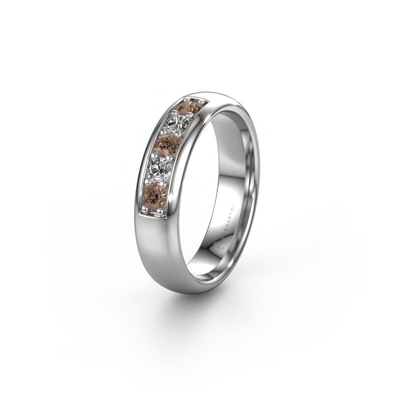 Wedding ring WH0111L35BP 950 platinum brown diamond ±5x2 mm